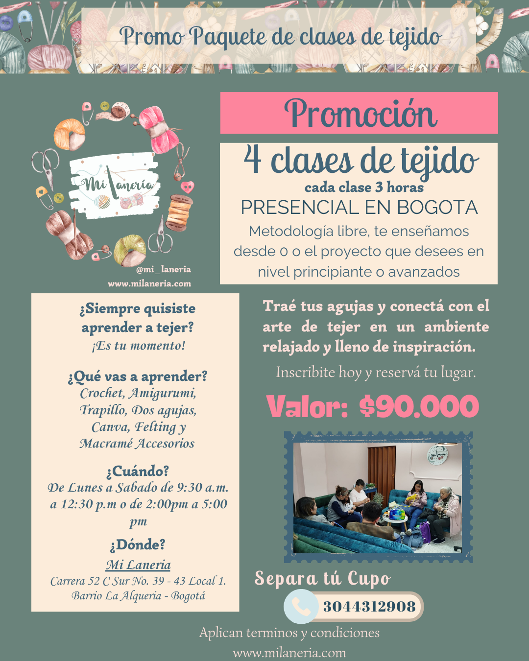 Paquete 4 clases de Tejido 2025 - Promoción