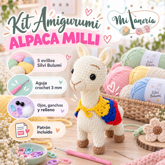 Kit Amigurumi Alpaca Milli – Completo con Patrón y Materiales
