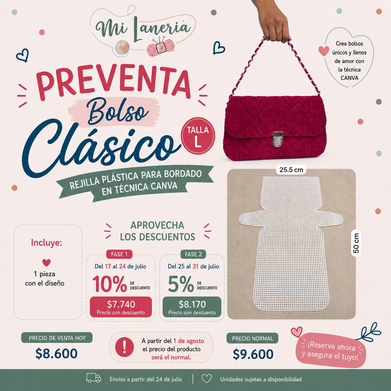 Rejilla plastica bolso clásico