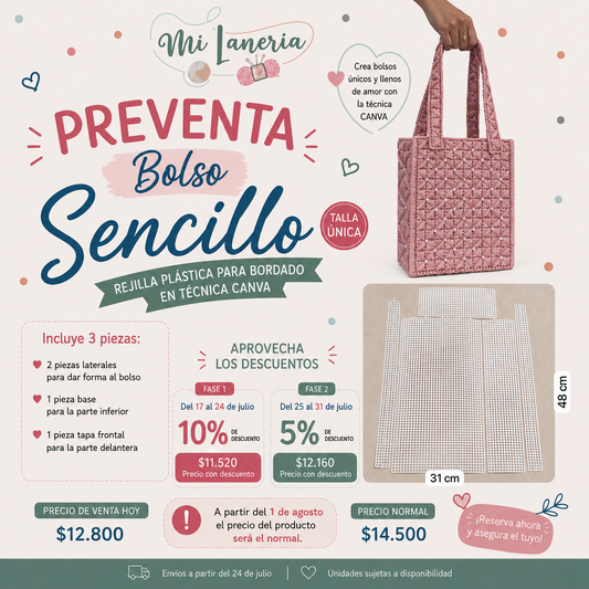 Rejilla Bolso Sencillo plastica Canvas