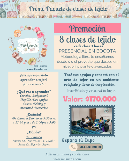 Paquete 8 clases de Tejido 2025 - Promoción