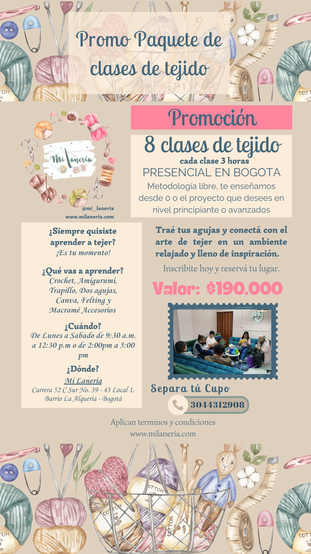 Paquete 8 clases de Tejido 2026 - Promoción