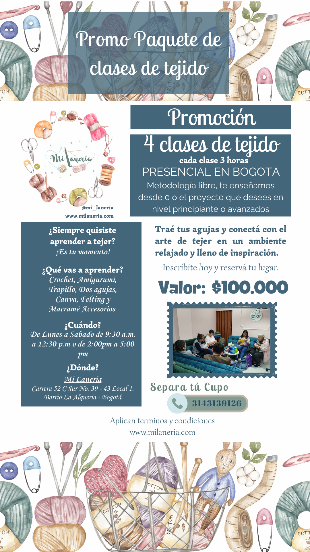 Paquete 4 clases de Tejido 2026 - Promoción